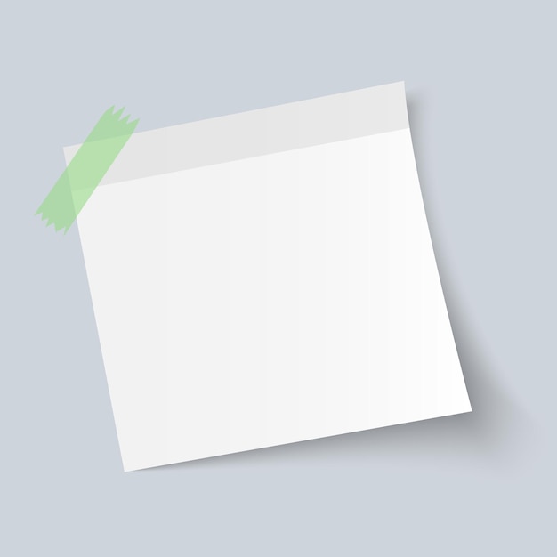 Blank White Sticky Note isolate on gray background vector illustration