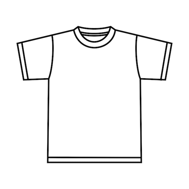 Blank White TShirt Icon Symbol Short sleeve t shirt technical drawing fashion flat sketch vector