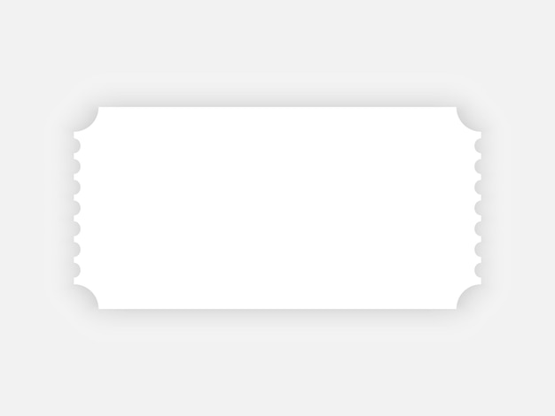 blank white vector ticket mock up. movie, theater or event ticket mock up isolated with shadow