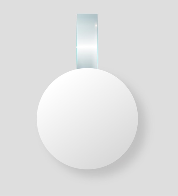 Blank white wobbler hang on wall mock up d rendering space round paper mockup on plastic transparent