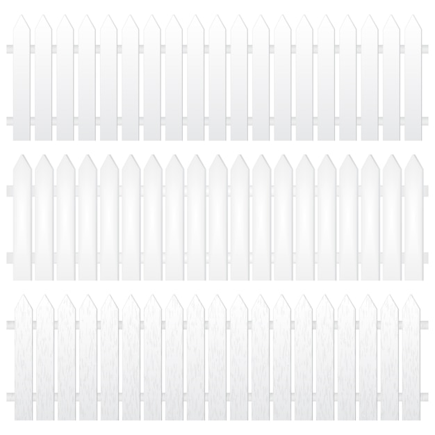 Blank white wood fence set