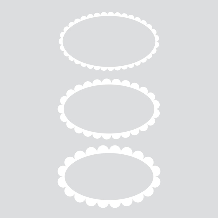 Blank wit scalloped edge oval label set Platte vector illustratie