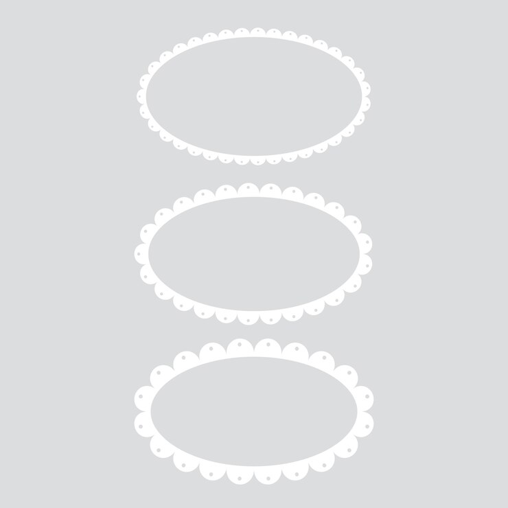 Blank wit scalloped edge oval label set Platte vector illustratie