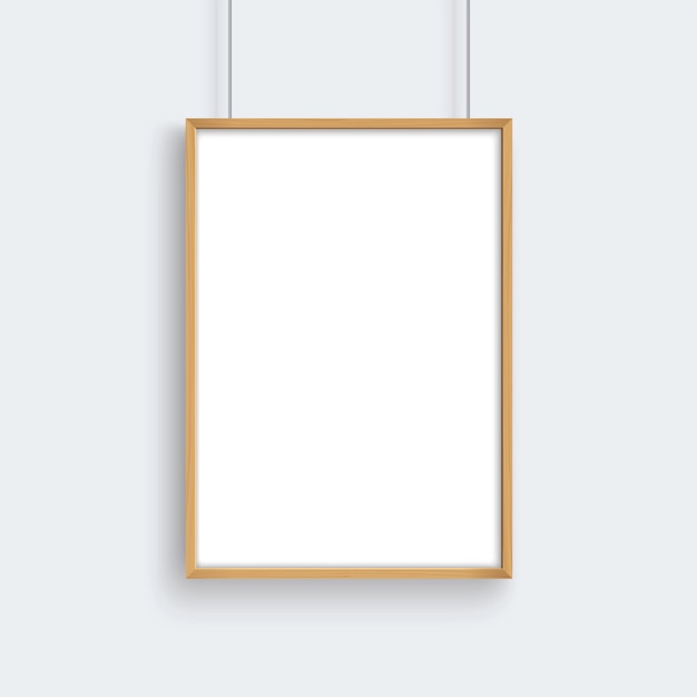 Vector blank wooden frame hanging