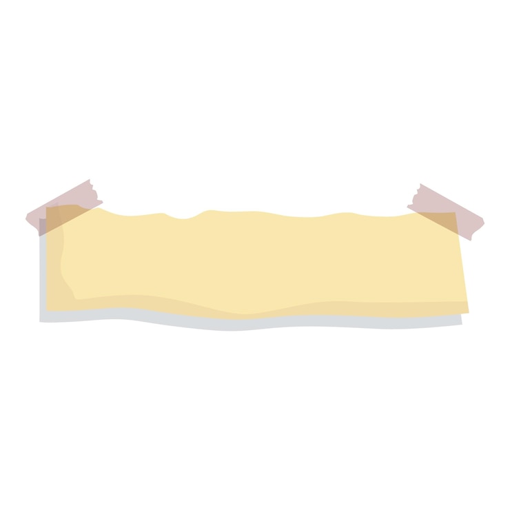 Vector blank yellow note paper with torn edges taped to a wall