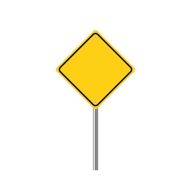 Blank yellow vector road sign on white background