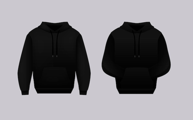 Vector blank zwarte hoodie sjabloon lange mouwen sweatshirts sjabloon met clipping pad gosh voor afdrukken