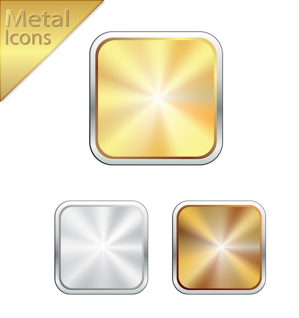 Vector blanke iconen metalen textuur goud brons zilver