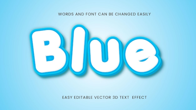 Blauw 3d bewerkbaar teksteffect lettertype