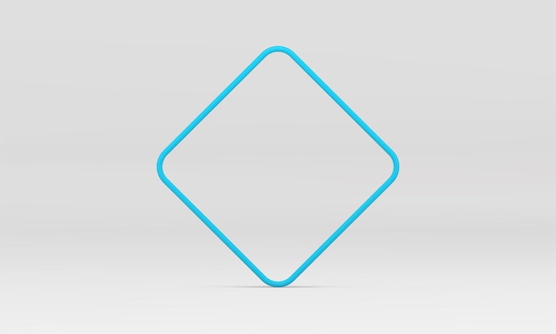 Blauw 3d rombus frame decoratieve verticale basis fundament geometrische minimalistische ontwerp vector