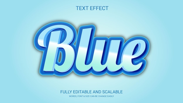 Blauw 3D Volledig bewerkbaar Eps Vector-teksteffect