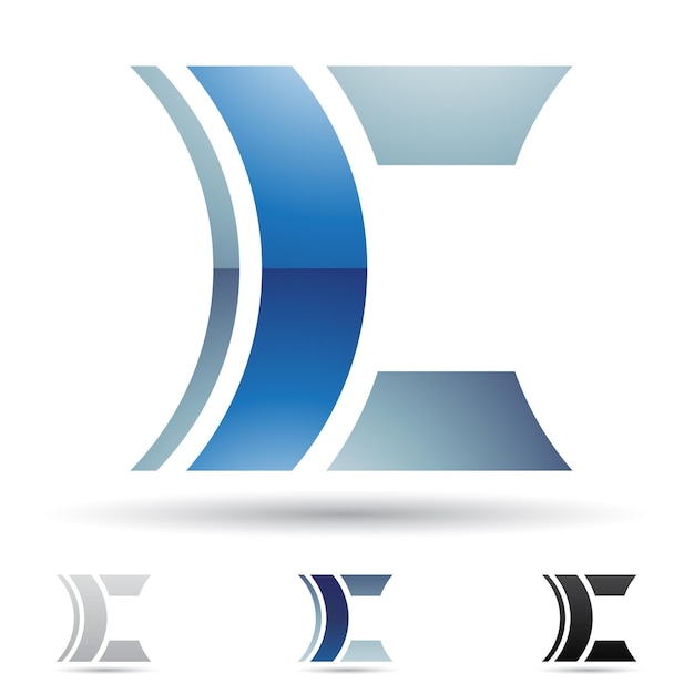 Vector blauw abstract glanzend logo icoon van gebogen letter c