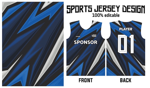 Blauw abstract patroon jersey ontwerp voor sportuniform