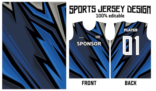 blauw abstract patroon jersey ontwerp voor sportuniform