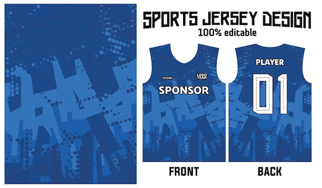 Blauw abstract patroon jersey ontwerp voor sportuniform