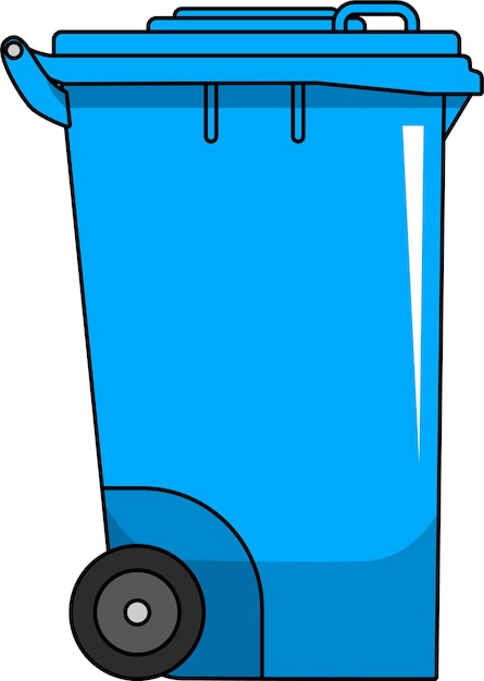 Blauw afvalcontainerpictogram in vlakke stijl vectorillustratie