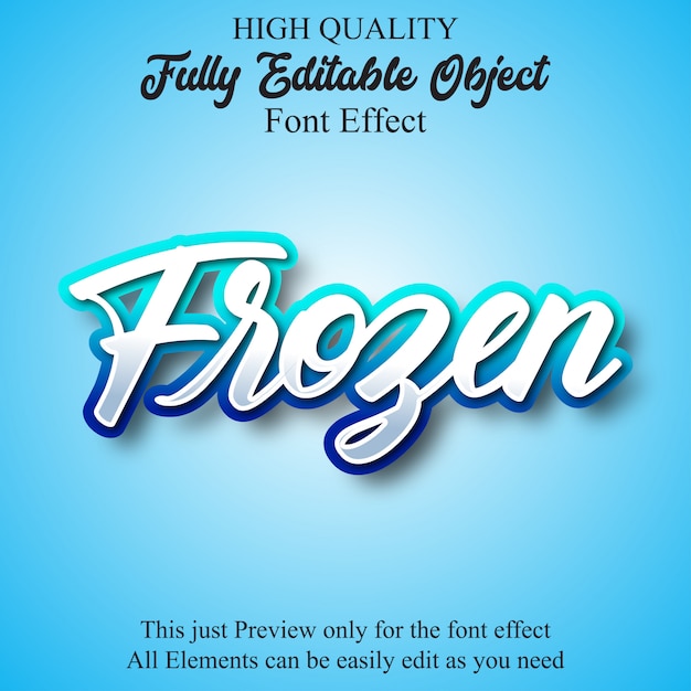 Vector blauw bevroren script bewerkbaar lettertype-effect