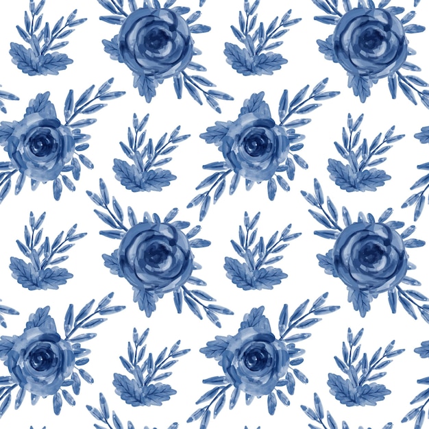 Vector blauw bloemen aquarel naadloos patroon