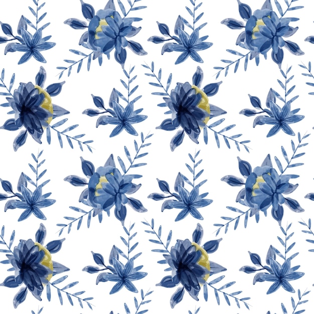 Blauw bloemen aquarel naadloos patroon