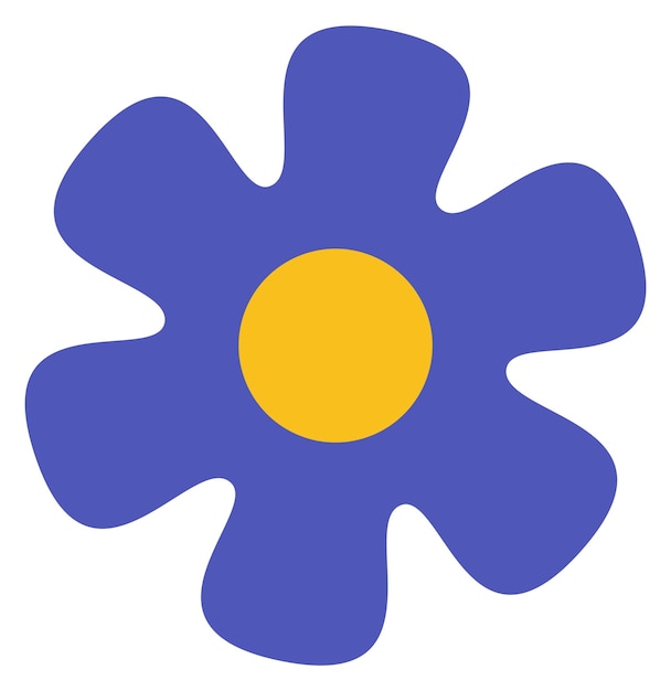 Blauw bloemsymbool rond gestileerd bloesempictogram