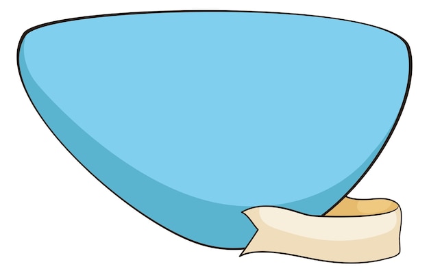 Blauw bord met lint in cartoon stijl en omtrek geïsoleerd op witte achtergrond