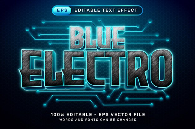blauw electro 3d tekst effect en bewerkbaar tekst effect met cyber achtergrond en gloeiend licht