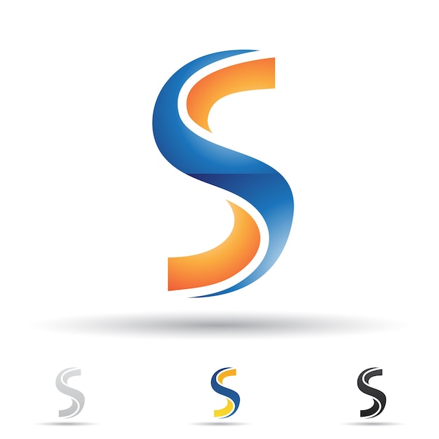 Blauw en oranje glanzend abstract logo icoon van bochtige letter S
