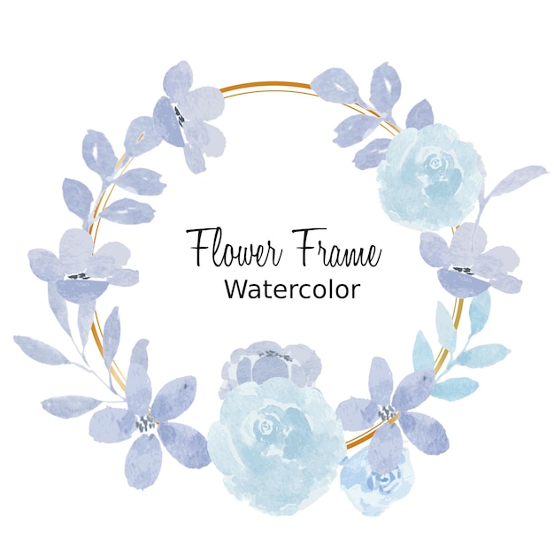 Blauw en paars aquarel bloemenframe