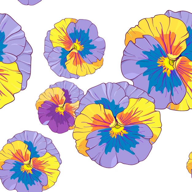 Blauw en paars viooltje op een donkere achtergrond Naadloze vector patroon