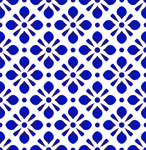 Vector blauw en wit naadloos patroon
