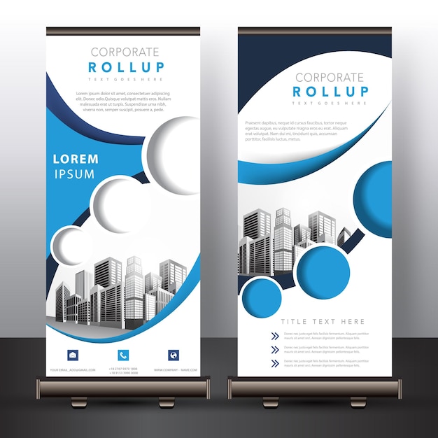 Vector blauw en wit oprolbaar ontwerp