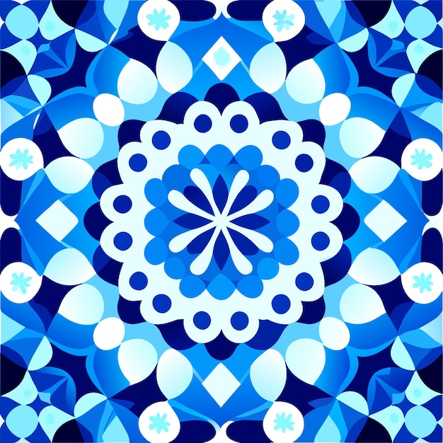 blauw en wit patroon op een blauwe achtergrond