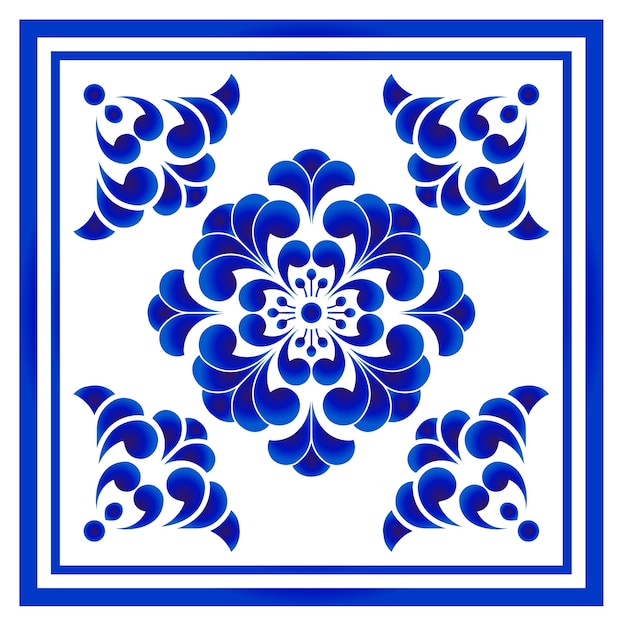 Blauw en wit porselein bloempatroon chinese en japanse stijl, groot bloemenelement cen