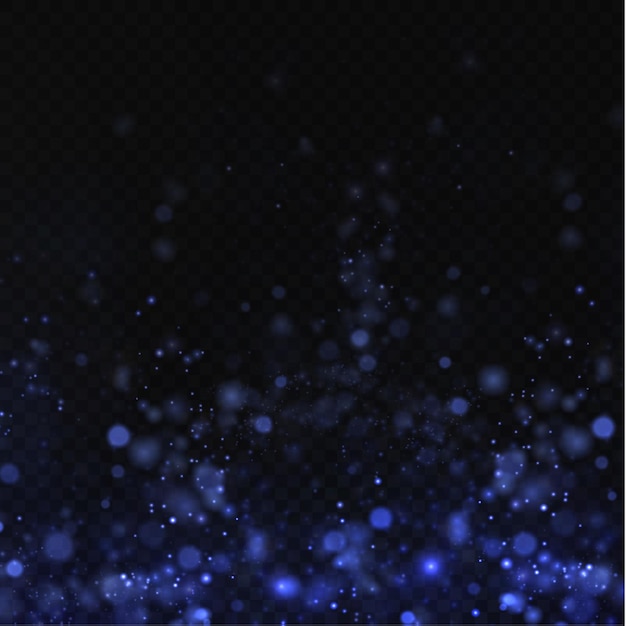Blauw fonkelend stof met blauwe fonkelende sterren op een transparante achtergrond