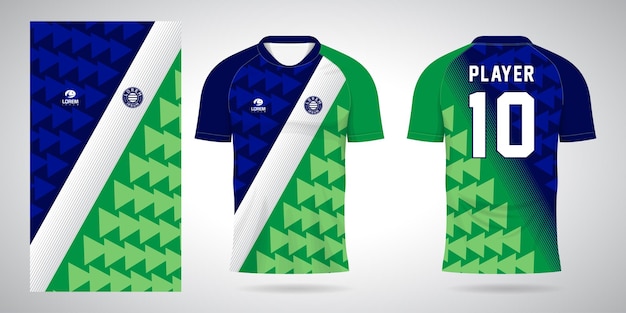 Blauw groen voetbal jersey sport ontwerpsjabloon