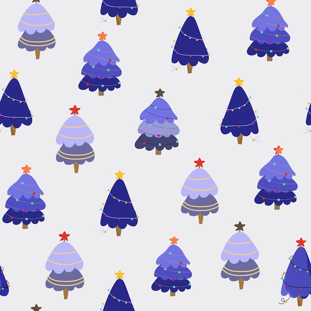Vector blauw kerstboom naadloos patroon