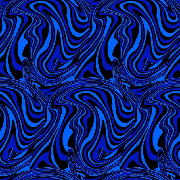 Blauw marmeren vloeibaar motief vector naadloos patroon