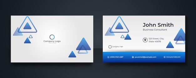 Blauw modern creatief visitekaartje en naamkaartje, horizontaal eenvoudig schoon sjabloonontwerp, lay-out in rechthoekformaat