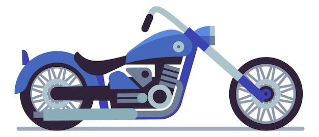 Vector blauw motorfiets icoon cartoon chopper motorfiets zijkant