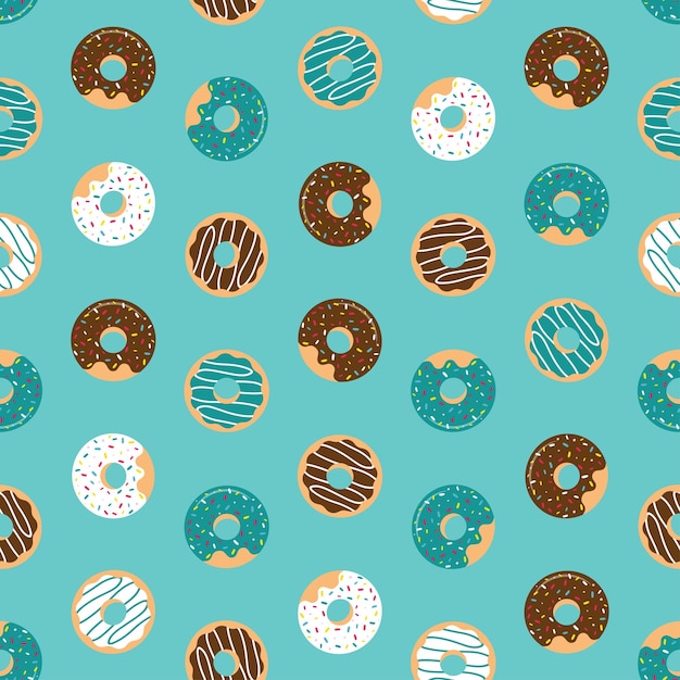Blauw naadloos patroon met donuts