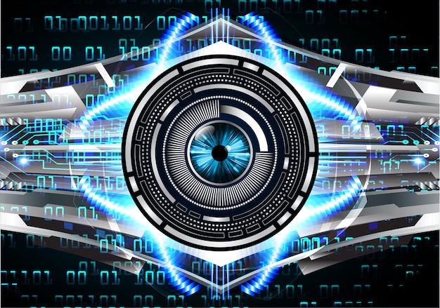 Blauw oog cyber circuit toekomstige technologie concept achtergrond