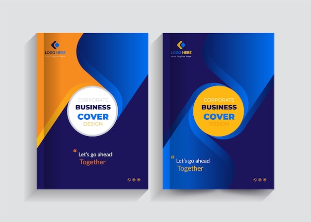 Blauw oranje Corporate Cover ontwerpsjabloon concept