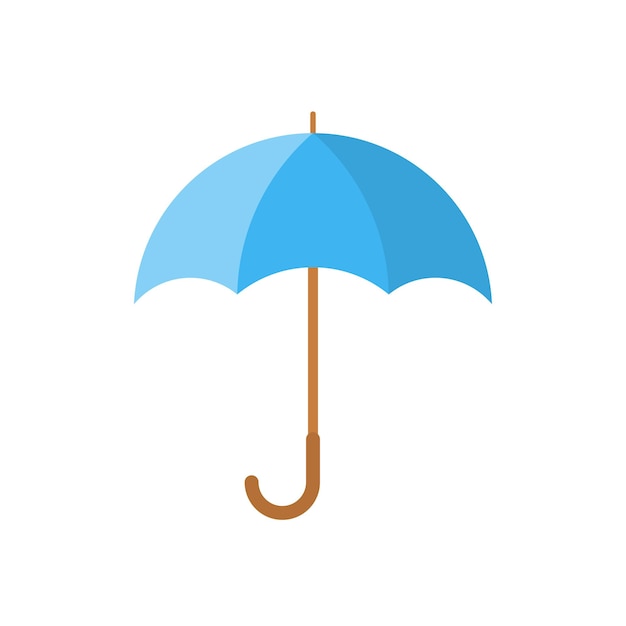 Blauw paraplupictogram in plat ontwerp. vector illustratie. paraplu teken op witte achtergrond.