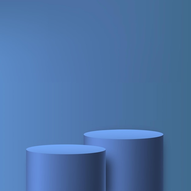 Blauw podium op blauwe achtergrond voor productpresentatie Vector