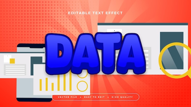 Blauw-rood-wit gegevens 3D bewerkbare tekst effect lettertype stijl