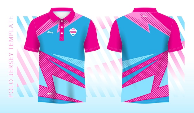 Blauw roze abstracte achtergrond en patroon voor polo trui sport design sjabloon