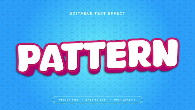 Blauw roze en wit patroon 3D bewerkbare tekst effect lettertype stijl