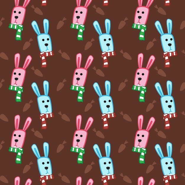 Vector blauw roze sjaal bunny wortel patroon