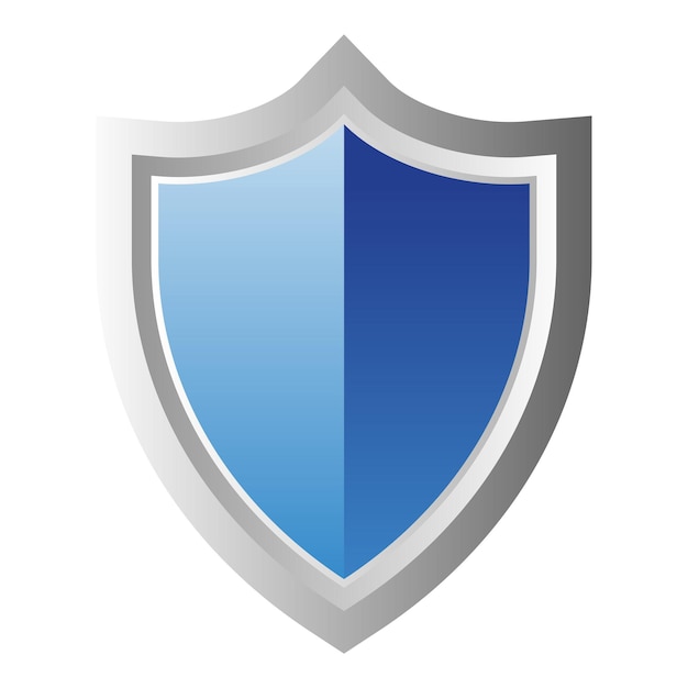Blauw schild bescherming teken op witte achtergrond