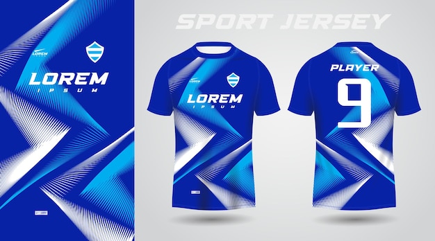 Blauw shirt sport jersey ontwerp